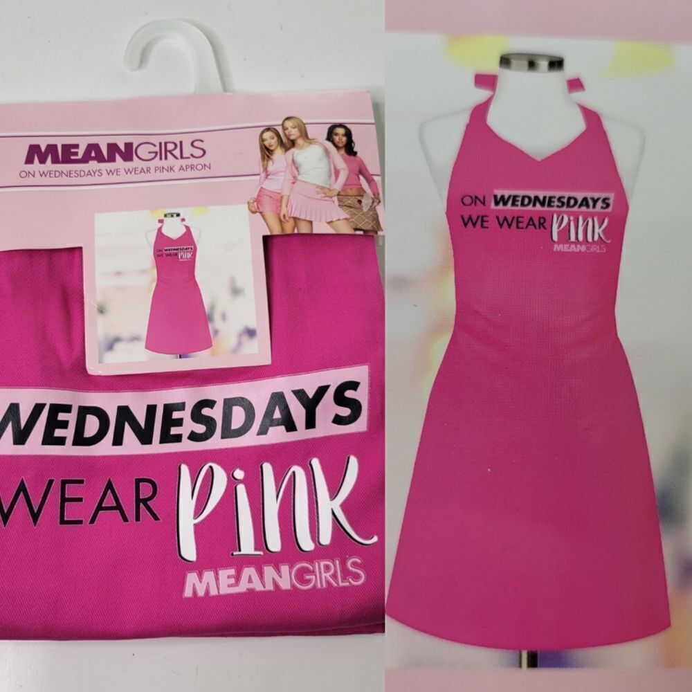 NEW MEAN GIRLS KITCHEN COOKING BAKING APRON ON WEDNESDAYS WE WEAR PINK NWT
